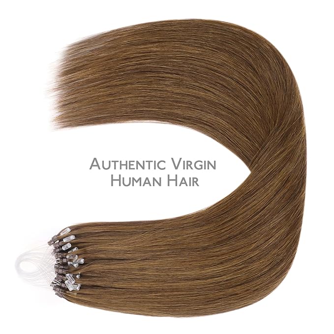 WENNALIFE Microlink Hair Extensions Human Hair, 50g 50s 24 Inch Light Auburn Brown Remy Micro Bead Hair Extensions Real Human Hair Micro Link Micro Loop Micro Ring Hair Extensions Straight Microlinks