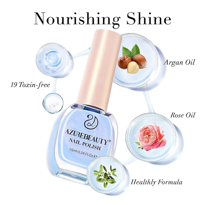 AZUREBEAUTY Nail Polish,Celestial Blue Quick Dry Complete Natural Super Lustrous ,Professional for DIY Manicure and Pedicure at Home
