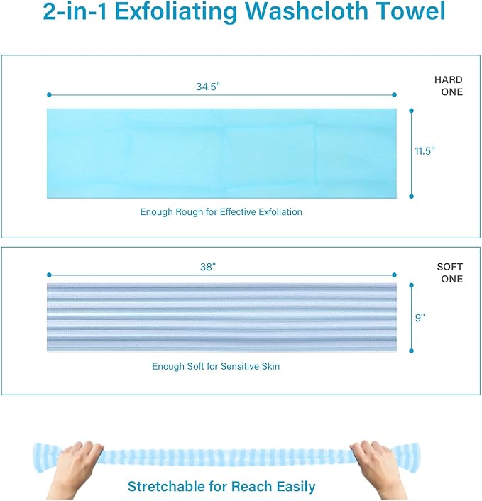 Yiclick 2pcs Back Scrubber for Shower Bath ,Exfoliating Body Scrubber, Body Exfoliator Loofah Luffa Sponge Net Rag Back Washer