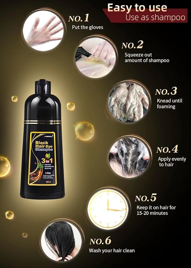 Hair Dye Color Shampoo (7 Colors Available to Choose) 500mL each (DARK BROWN, 500mL)