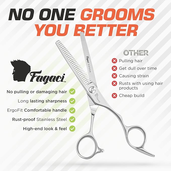 Fagaci Professional Thinning Shears & Hair Clippers for Barbers with Precise Cutting, Turbo Cordless Hair Clippers for Men Professional, Thinning Scissors, Hair Shears, Barber Scissors
