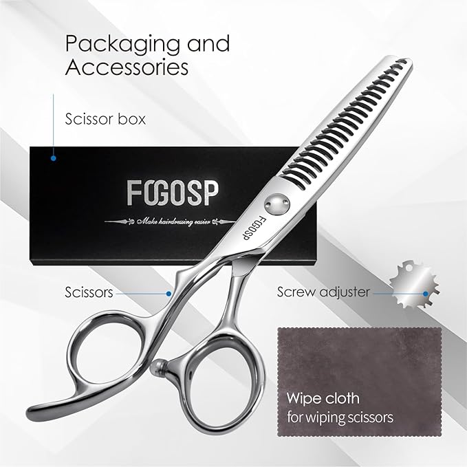 Left Handed Hair Thinning Scissors 6” Professional Barber Scissor Japan VG10 CNC Ultra-Precise Cuts, Razor Sharp Blades 22 Teeth Thinner Hair Shears for Women & Men 30% Thinning Rate