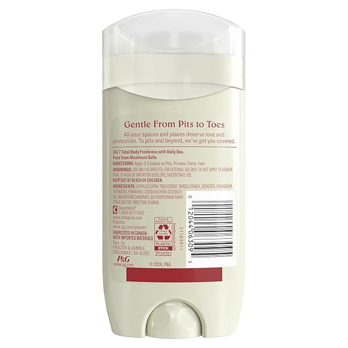 Old Spice Whole Body Deodorant Stick for Men, Aluminum Free, Mandarin + Sandalwood Scent, 24/7 Odor Protection, 24/7 Freshness, Dermatologist Tested, Gentle on Skin, Safe to Use All Over, 3.0 oz