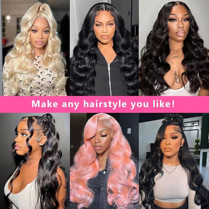 360 Lace Front Wig Human Hair 220% Density Body Wave HD Brazilian Virgin Full Lace Wig for Women 30 Inch Pre Plucked With Baby Hair Natural Color