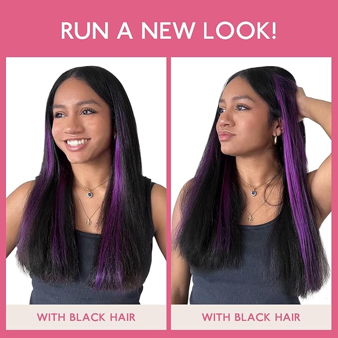 WENNALIFE Tape in Hair Extensions Human Hair Purple Tape in Extensions, 10pcs 30g 22 inch Remy Invisible Tape Ins Straight Colored Soft Real Human Hair Tape in Extensions Refill Set Extensions