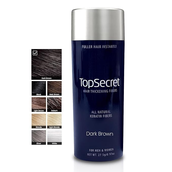 Top Secret Hair Thickening Building Fibers Refills - Undetectable & Natural Hair Filler - for Men & Women - Instantly Fill In Fine Thinning Hair - Weather & Sweat Resistant (Dark Brown, Large)