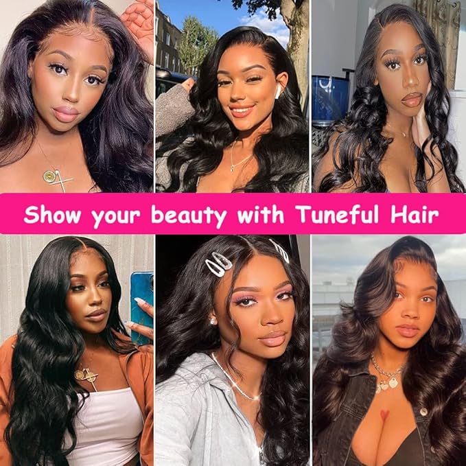 Tuneful 13x6 HD Lace Front Wigs Human Hair Pre Plucked 30 Inch Body Wave Lace Front Wigs for Women 13x6 Frontal Wigs with Baby Hair