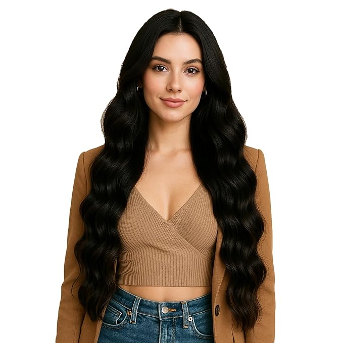 Full Shine Micro Bead Hair Extensions Human Hair 26 Inch 100G with 14G Micro Beads Color 1 Jet Black Microloop Human Hair Extensions Long Straight Remy Hair add Length Cold Fusion Extensions