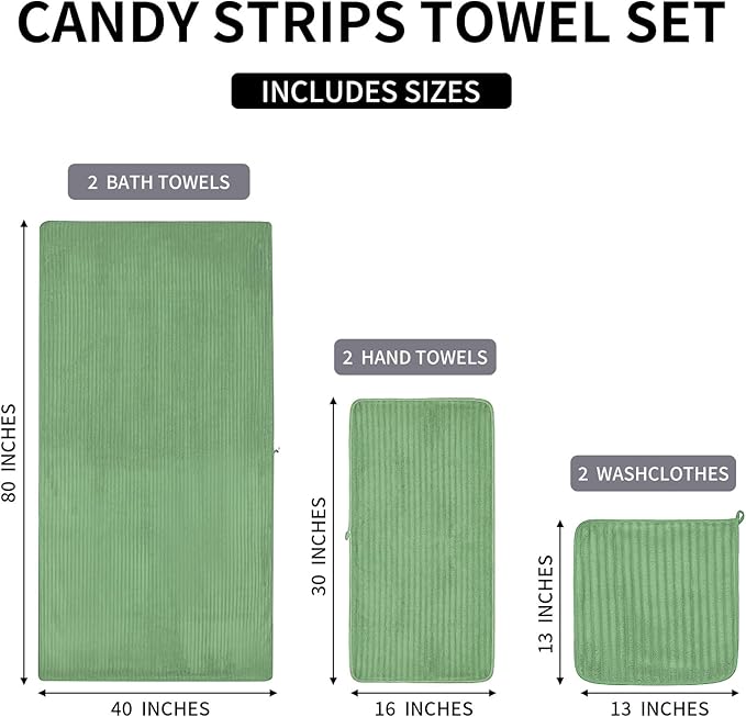 Extra Large Bath Towel Set of 6 (40"x80"),Oversized Bath Sheet Super Soft Highly Absorbent Microfibers Quick Dry Luxry Shower Towel for Bathroom Spa Gym Hotel Yoga(Sage Green, 6Piece)