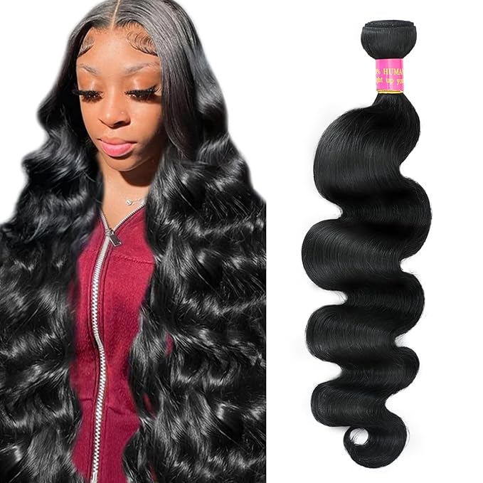 24 Inch Human Hair Bundles Body Wave 12A Quick 100% Unprocessed Brazilian Virgin Hair 1 Bundles Weave for Black Women Wavy Human Hair Bundles Natural Black