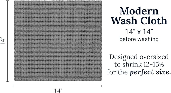 GILDEN TREE Waffle Bath Towels Wash Cloths for Showering, Exfoliating Washcloth Quick Dry Towel, Face Towels for Washing Face Cotton Washcloths Set of 4, Modern Style (Slate)