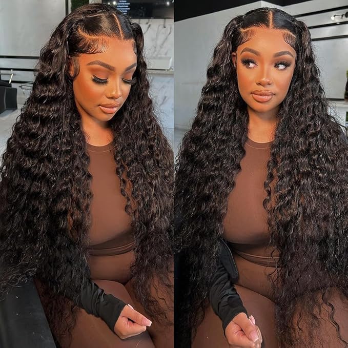 12A Deep Wave Human Hair Bundles 30 30 30 Inch Brazilian Curly 3 Bundles Human Hair 100% Unprocessed Virgin Wet and Wavy Hair Weave 1B Black