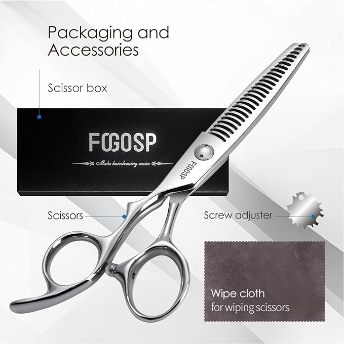 Left Handed Hair Thinning Scissors 6” Professional Barber Scissor Japan VG10 CNC Ultra-Precise Cuts, Razor Sharp Blades 25 Teeth Thinner Hair Shears for Women & Men 20% Thinning Rate