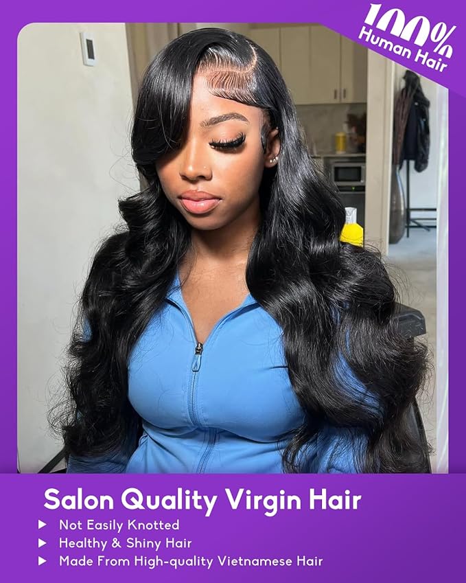 13x6 Body Wave Lace Front Wigs Human Hair Pre Plucked 180 Density HD Transparent Lace Frontal Wigs Human Hair for Women Glueless Wigs No Synthetic Blend Triple Lifespan 3X 26Inch