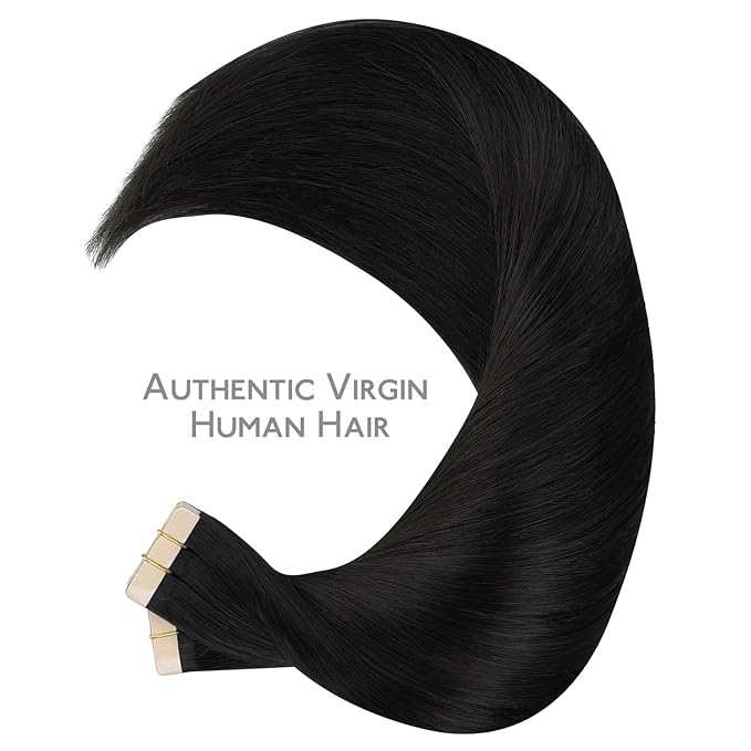 Wennalife Tape in Hair Extensions Human Hair, 40pcs 100g 14 inch Jet Black Hair Extensions Real Human Hair Straight Tape in Extensions Invisible Human Hair Extensions Reusable Real Hair Extensions