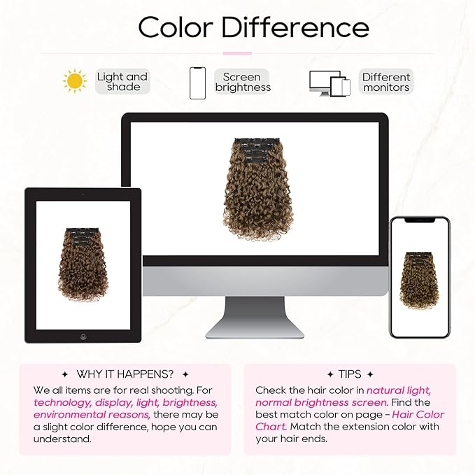 REECHO Curly Hair Extensions - 4PCS 14" GoGo Curly Clip in Hair Extensions 100% Super Protein Hairpieces with Invisible Lace Weft Silky Soft Natural Look for Women - Golden Walnut