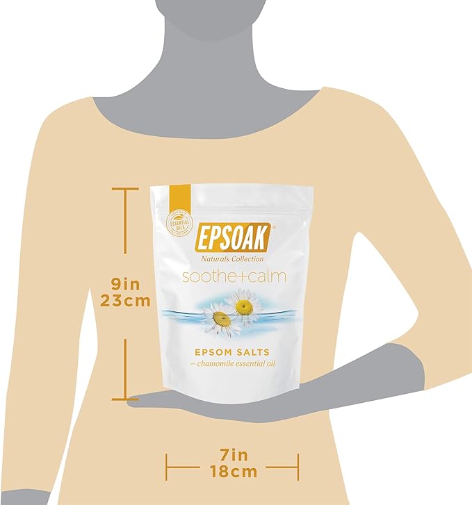 Epsoak Epsom Salt 2 lb. Magnesium Sulfate USP. (Qty. 1 x 2lb. Bag), Soothe + Calm, Resealable Epsom Salt Bag, Made in The USA, Cruelty-Free Certified