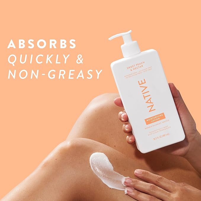 Native Body Lotion Contains Naturally Derived Plant-Based Moisturizers for Women and Men | Restores Dry Skin, Peach & Nectarine, 16.5 fl oz