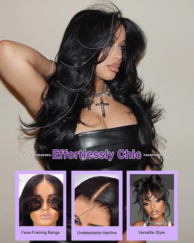 9x6 SKINLIKE Real HD Lace Closure Wig, Body Wave 180% Density 0.10mm Ultra-thin Swiss Lace Pre-plucked Bleached Small Knots With Baby Hair Glueless wigs Human Hair 24 Inch