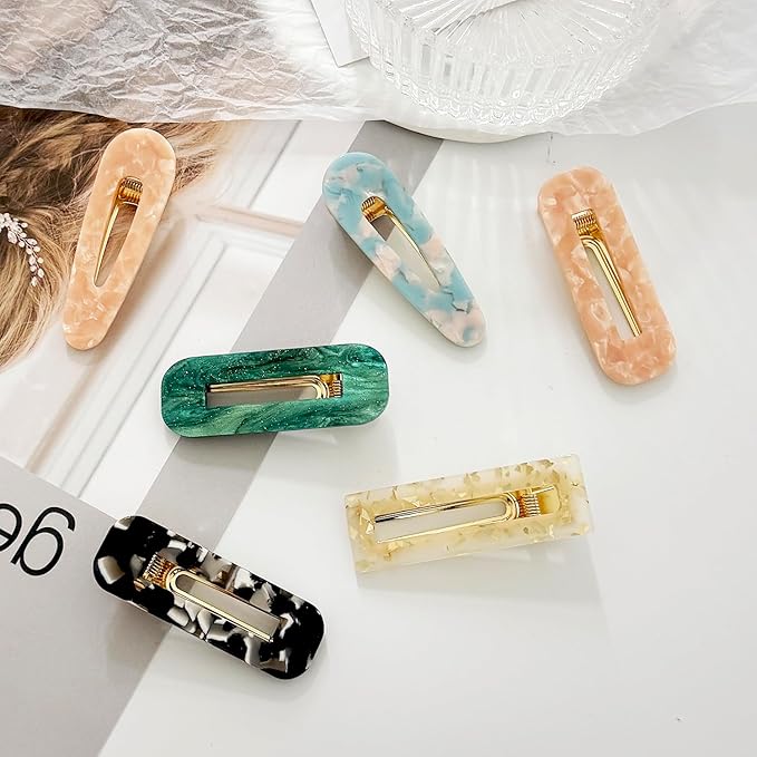 12 Pieces Acrylic Resin Marble Hair Clips Set, Decorative Pearls Hair Barrettes Sweet Decorative Bobby Pins Hairpin Headwear Hair Accessories Headwear for Women and GirlsâŚ