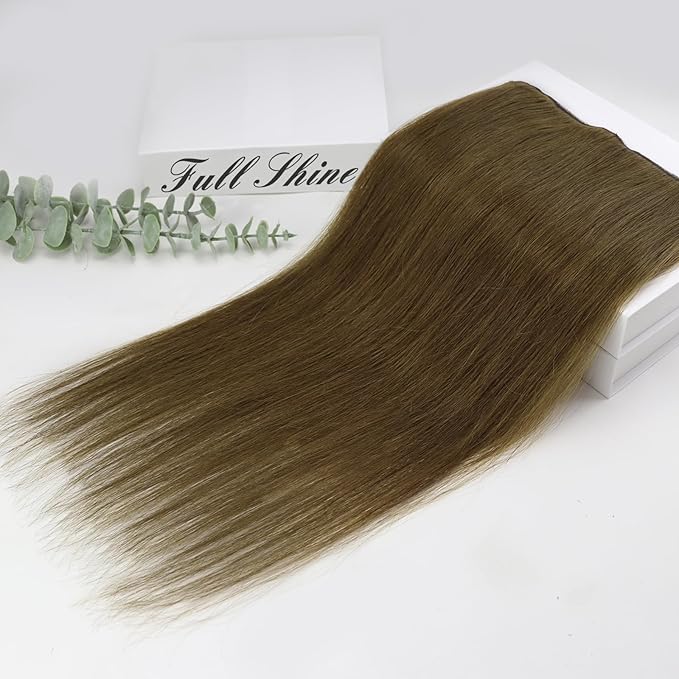 Full Shine Hair Extensions Real Human Hair Clip ins 12 Inch Brown Clip in Human Hair Extension Straight Soft Natural Brown Hair for Women Add Volume 3 PCS 60 G
