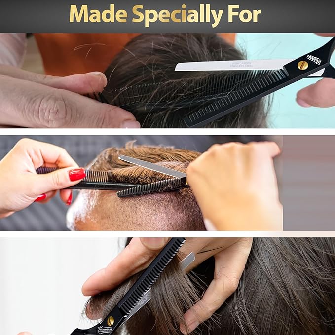 Hair Scissors Thinning Shears for Hair Cutting Hamdan 6.5” Texturizing Shears – Ultra-Sharp Texture Scissors for cutting hair, Precision Haircut for Salon & Home - Thinning shears for dogs