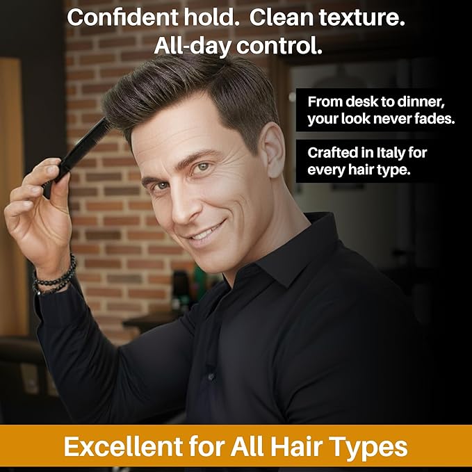 Flossy Hair Wax for Men, Water-Based Hair Wax Stick, Remoldable Hair Pomade for Styling and Adding Volume, Frizz Stick Gel Alternative, Alcohol-Free Hair Care Products Made in Italy, 100 ml