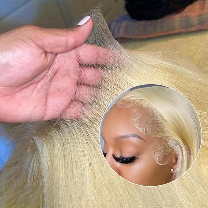 Ice Pear 200 Density 28 Inch 613 Body Wave Human Hair Wig, 613 13X6 Lace Front Wigs Human Hair Pre Plucked,Blonde Glueless Wig Bleached Knots with Baby Hair