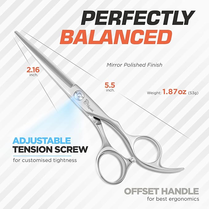 Fagaci Professional Hair Trimmer & Hair Scissors Set Extremely Sharp, Hair Cutting Scissors Professional, Hair Shears, Barber Scissors Set for Men and Women, Hair Edger T-Blade
