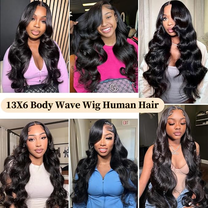 13x6 Lace Front Wigs Human Hair 260 Density HD Transparent Body Wave 20 Inch Pre Plucked Glueless Human Wigs With Baby Hair for Women Natural Color