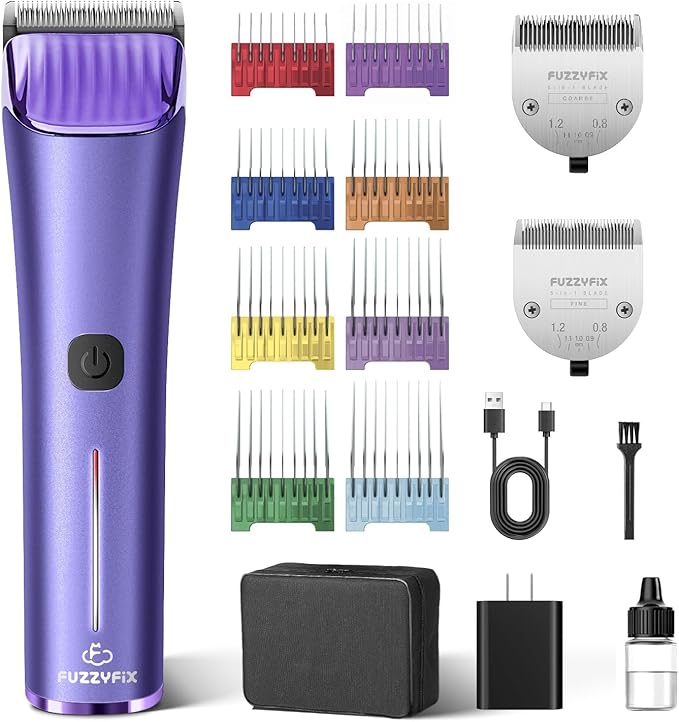 Professional Dog Grooming Clipper with Replacement Blade, 5-in-1 Adjustable Blade Cordless Pet Grooming Kit 2 Speed Trimmer Hair Shaver with Detachable Metal Combs Nova for Animal Horse