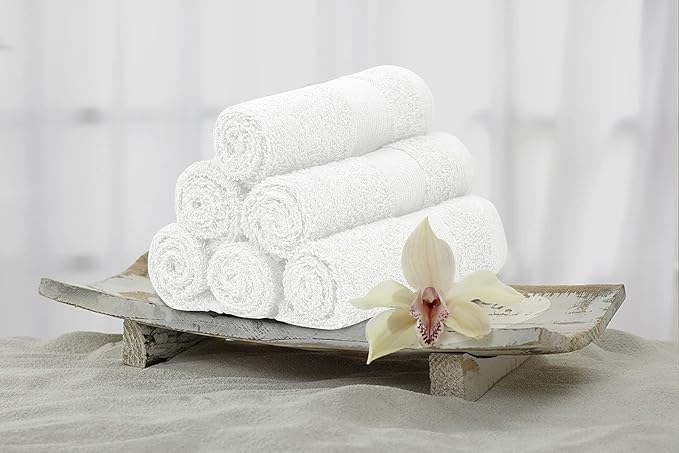 Premium Wash Cloths Pack of 12 (13" x 13") 100% Ring Spun Cotton | Luxury Washcloths | Ultra Soft Face Towels | Highly Absorbent Wash Cloths for face (White)