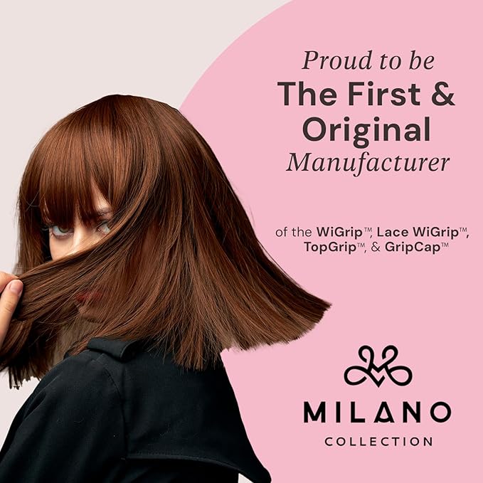 MILANO COLLECTION Wigrip, Premium Lace Wig Band for Women, Fully Adjustable & Reinforced Lace Wig Grip Band by Hairline, Comfortable and Secure Glueless Velvet Headband, Chocolate Brown, 2 Pack