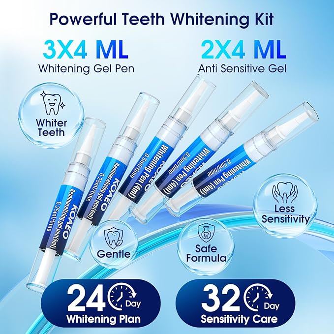 Teeth Whitening Kit β 3 Teeth Whitening Pens + 2 Desensitizing Pens β LED Light β 35% Carbamide Peroxide β Safe & Dentist-Recommended β Fast 7-Day Visible Whitening + Remineralizing Care(Orange)