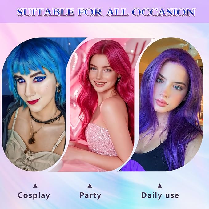 3 Pack Temporary Hair Color Spray - Purple. Blue, Pink - Washable Hair Color Spray for Kids Women Men Non-Toxic Hair Dye for Christmas Cosplay Party Concert with Hair Styling Comb Set
