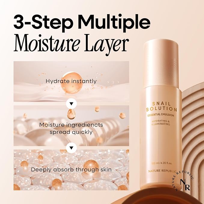 Nature Republic Snail Mucin (Toner & Emulsion) Set - Korean Skincare, Hydrating&Repair with Niacinamide, Face Moisturizer, Moisturizing Skin Care, Glowy Skin