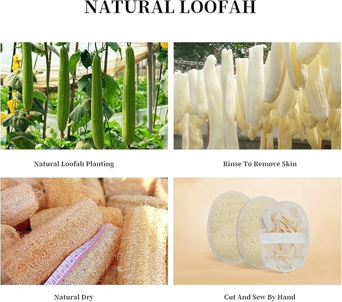 Loofah Sponge Exfoliating Body Scrubber, Double-Sided Natural Loofah Pads & Bath Shower Sponge Mesh Pouf Ball for Women and Men, Travel-Friendly Body scrubbers, Deep Clean & Exfoliation