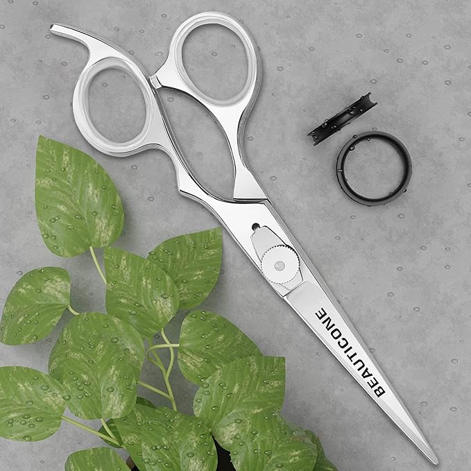 BEAUTICONE Hair Cutting Scissors | 6.5 Inch Professional Stainless Steel Barber Shears | Hairdressing Scissors | Smooth & Sharp Edge Blades - for Men/Women (Silver)