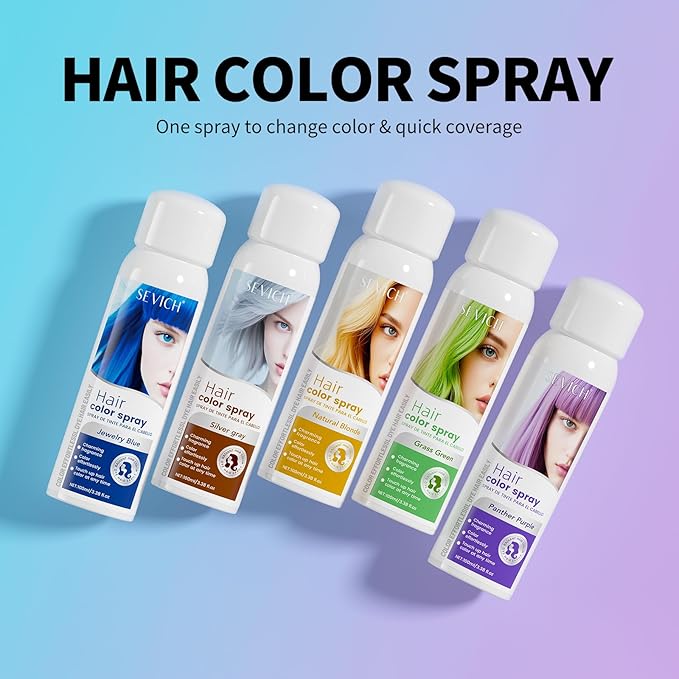 SEVICH Temporary Hair Color Spray Green, Instant Hair Color Application,Hair Dye for Men & Women, Natural Looking,Quick Drying, Non-Sticky, Long-Lasting No Fading, 100mL