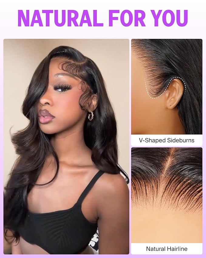 13x6 Body Wave Lace Front Drawstring Wig Human Hair 220% Density Glueless Wigs Human Hair Pre Plucked Pre Cut Pre Bleached Knots Ear-To-Ear HD Frontal Wig With Tapes 22 Inch