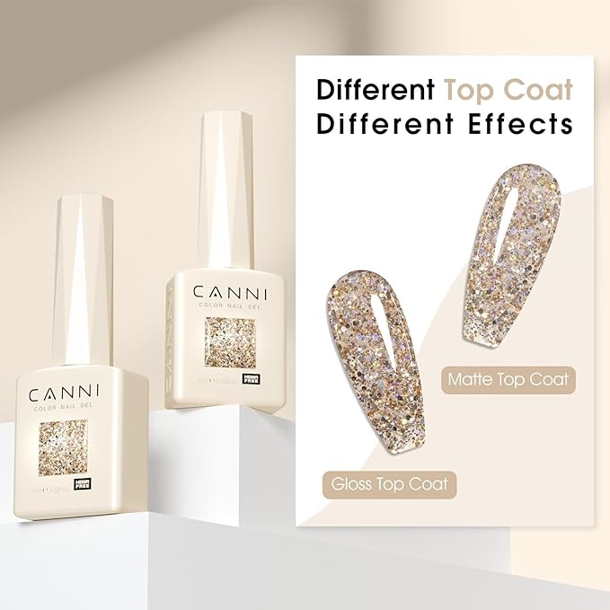 CANNI Glitter Gel Nail Polish 1pcs 9ml Soft Amber Sparkle Soak Off UV LED Nail Gel Dawn Crystal Flash Series Nail Art Manicure Salon DIY