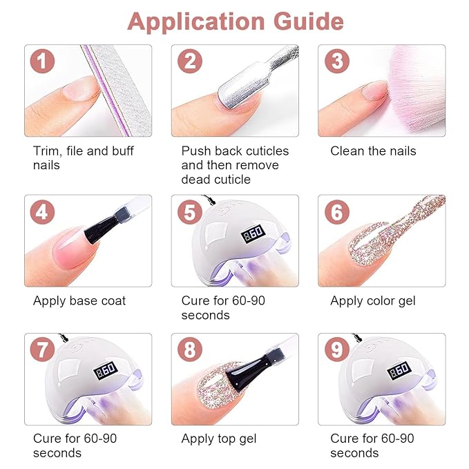 RARJSM Reflective Glitter Gel Polish Rose Gold Disco Shimmer Sparkling Glitter Iridescent Sparkly Shiny Gel Polish Holographic Gelpolish Soak off U V/L E D Nail Art Varnish for Salon DIY at Home