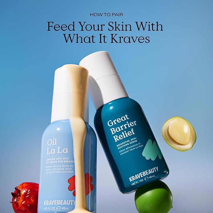 KraveBeauty Great Barrier Relief Serum Duo – Korean-Inspired Barrier Repair Serum, Tamanu Oil, Soothes Redness & Hydrates, Vegan & Cruelty-Free, 1.52 fl oz x2