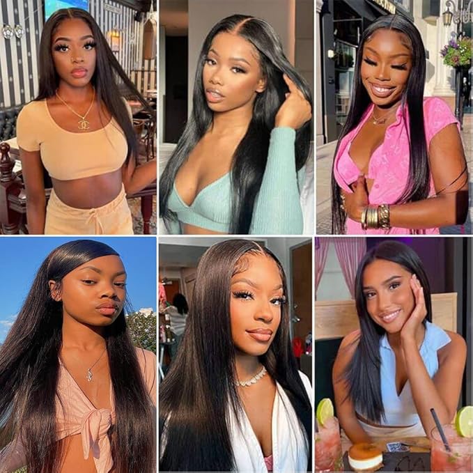 Tuneful 13x6 HD Straight Lace Front Wigs Human Hair Pre Plucked 28 Inch 100% Human Hair lace Front Wigs for Black Women 13x6 Lace Frontal Wig with Baby Hair