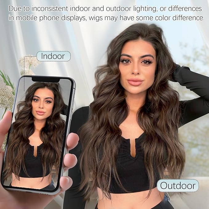 KooKaStyle Clip in Hair Extensions for Women,Chocolate Brown with Dark Brown 7PCS 16 Inch Hair Extensions Clip Ins Soft and Natural Hair Pieces for Women Thick Long Wavy Hair