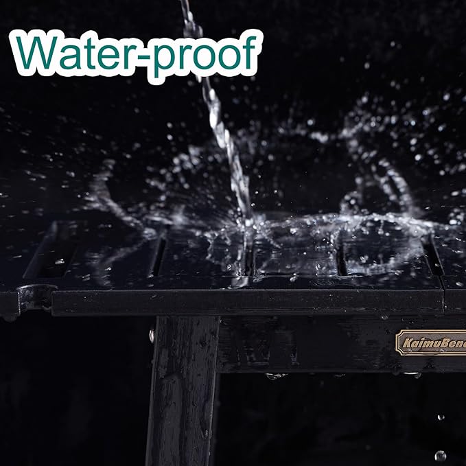 HDPS Shower Benches, Black Shower Stool for Shaving Legs with Shelf, Waterproof Bathroom Chair Seat, Weather Resistant/Non-Slip/Handles/Indoor or Outdoor Use