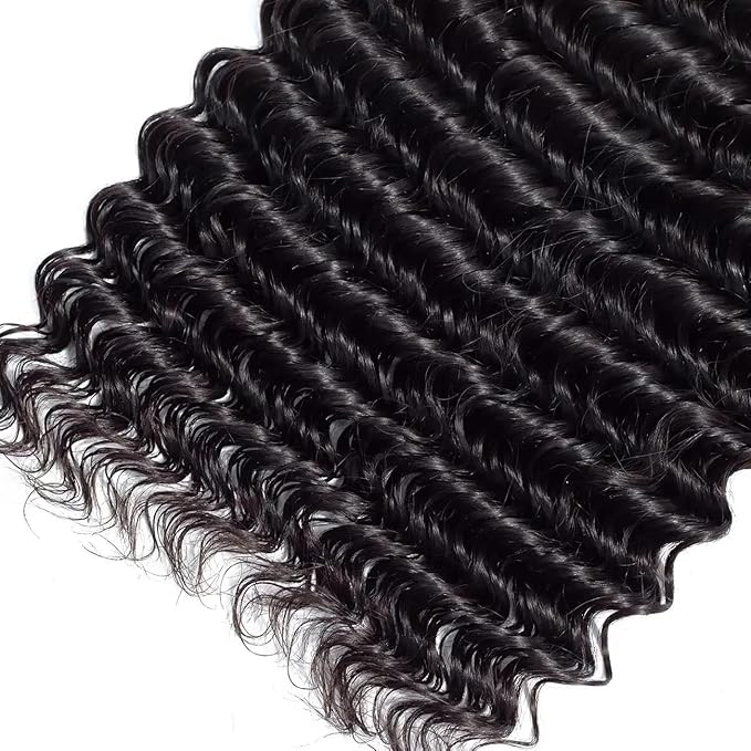 Human Hair Bundles Deep Wave Human Hair Bundles 12 14 16 inch Wet and Wavy Bundle 150g Deep Curly Bundle Natural Black Color
