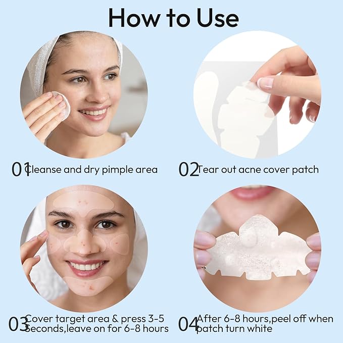 Full Face Pimple Patches(5 Pack),Big Hydrocolloid Acne Patches,Skin Care Zit Patches for Whole Face,Nose, Chin, Forehead & Cheeks w/Tea Tree Oil, Salicylic Acid & Cica Oil(5 Pack,25 Patches)