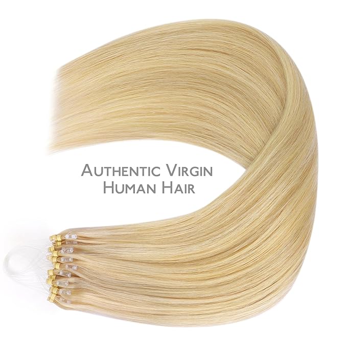 WENNALIFE Microlink Hair Extensions Human Hair, 50g 50s 24 Inch Light Blonde Highlighted Golden Blonde Remy Hair Microbead Micro Link Microloop Microring Invisible Straight Natural Fusion Installation