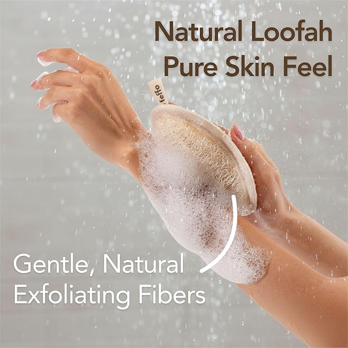 Loofah Sponge for Body Scrub, Exfoliating Body Scrubber & Shower Sponge Shower Scrubber, Loofah for Women and Men, Exfoliating Washcloth Alternative (2 Count, 1 Pack, Oval)